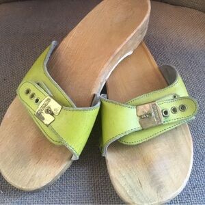 Dr. Scholl's Lime Green Leather Sandals